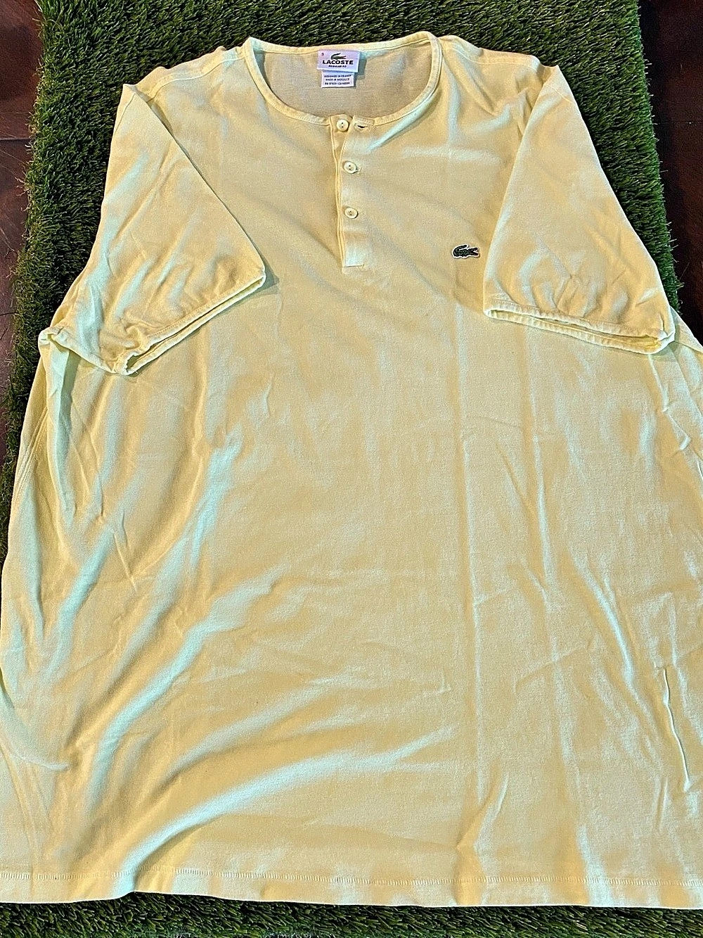 Lacoste Short Sleeve Petit Pique Henley Polo Shirt Cotton Yellow 3xl